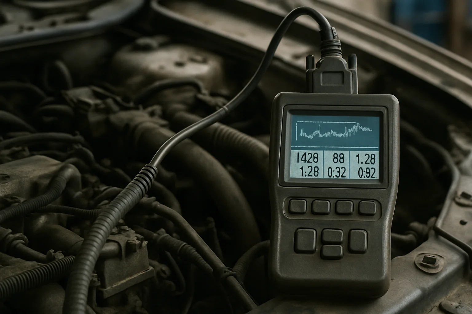 Engine diagnostic scanner connected to vehicle systems